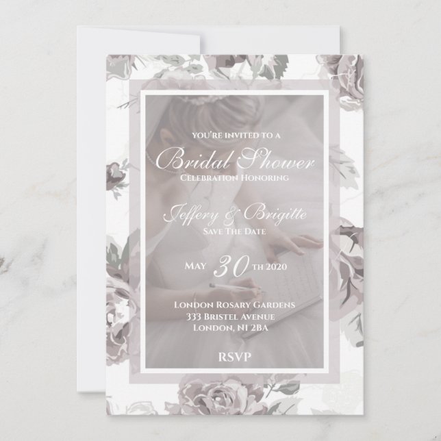 Blush pink bridal shower save the date  announcement (Front)