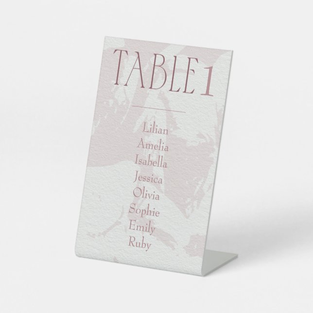 Blush Pink Bridal Shower Table Number Pedestal Sign (Front)