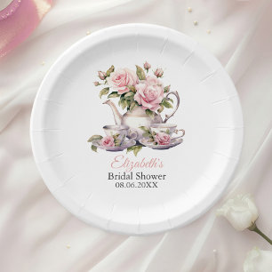 Blush Pink Bridal Shower Tea Party Paper Plates