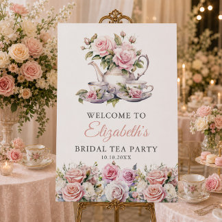 Blush Pink Bridal Shower Welcome Sign Tea Party