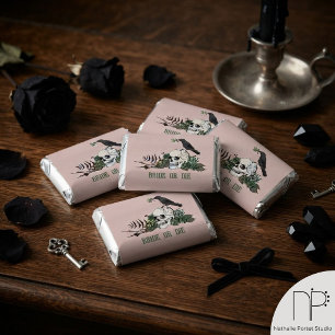 Blush Pink Bride or Die Irish Floral Skull Hershey's Miniatures