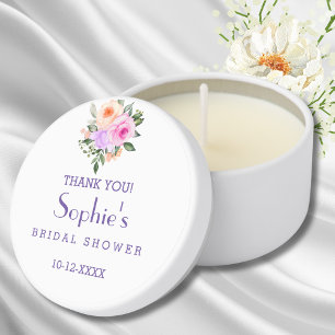 Blush Pink Bright Roses Bridal Shower Thank You Mini Candle Favors