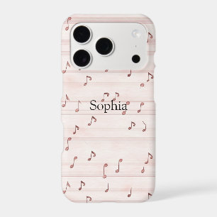 Blush Pink Brown Music Notes iPhone 17 Pro Case