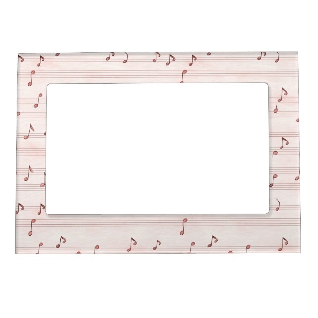 Blush Pink Brown Music Notes   Magnetic Frame (Front)