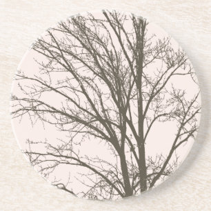 Blush Pink Brown Tree Branches Coaster
