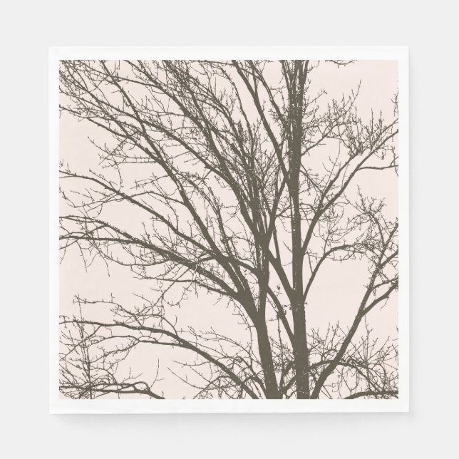 Blush Pink Brown Tree Branches Napkins (Front)