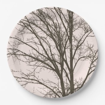 Blush Pink Brown Tree Branches Paper Plates by peacefuldreams at Zazzle