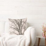Blush Pink Brown Tree Branches Throw Pillow