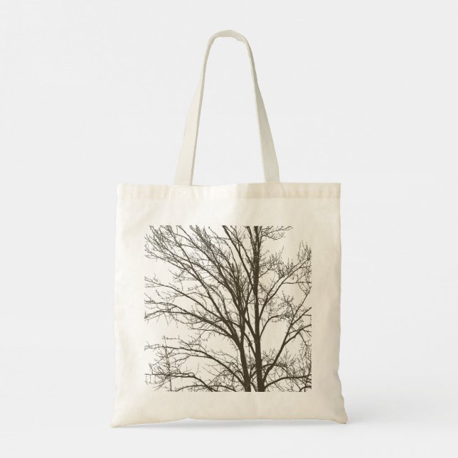 Blush Pink Brown Tree Branches Tote Bag (Back)