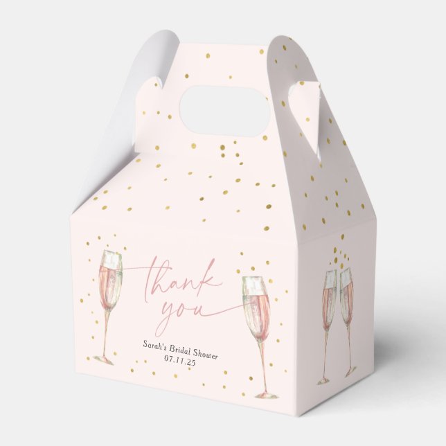 Blush pink Brunch and bubbly chic bridal shower  Favor Boxes (Front Side)
