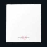 Blush Pink Brush Script Monogram Modern Trendy Notepad<br><div class="desc">Blush Pink Brush Script Monogram Modern Trendy Notepad</div>