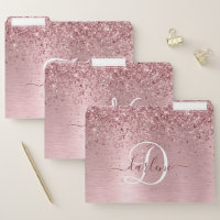 Blush Pink Brushed Metal Glitter Monogram Name