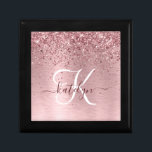 Blush Pink Brushed Metal Glitter Monogram Name Gift Box<br><div class="desc">Easily personalize this trendy chic gift box design featuring pretty blush pink sparkling glitter on a blush pink brushed metallic background.</div>