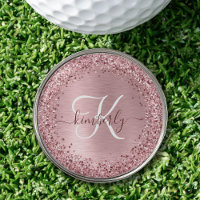 Blush Pink Brushed Metal Glitter Monogram Name
