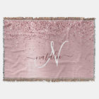 Blush Pink Brushed Metal Glitter Monogram Name