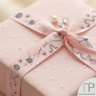 Blush Pink Bug Monogram Grosgrain Ribbon