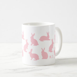 Blush Pink Bunnies With Custom Monogram Easter Coffee Mug