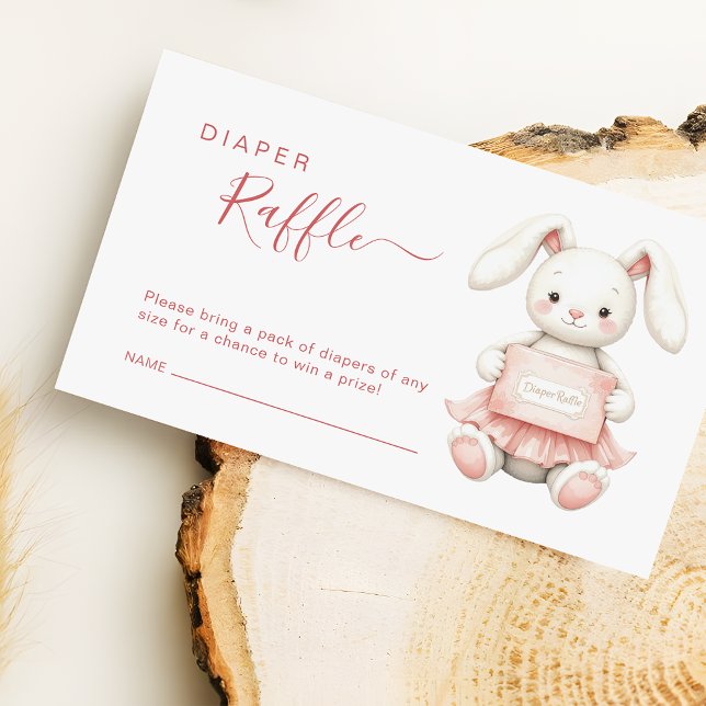 Blush Pink Bunny Baby Shower Diaper Raffle Ticket Enclosure Card (Creator Uploaded)