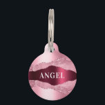 Blush pink burgundy agate marble name pet ID tag<br><div class="desc">Blush pink,  burgundy metallic looking and agate,  marble stone print.  Personalize and add a name on the front,  phone number on the back.</div>