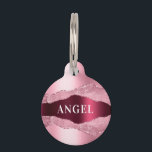 Blush pink burgundy agate marble name pet ID tag<br><div class="desc">Blush pink,  burgundy metallic looking and agate,  marble stone print.  Personalize and add a name on the front,  phone number on the back.</div>