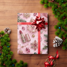 Blush Pink Burgundy Christmas Jewel Ribbons