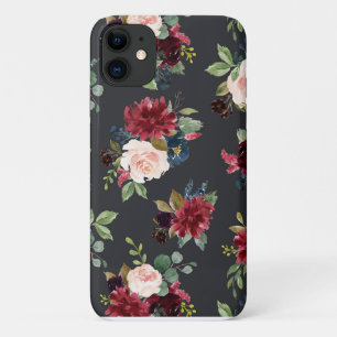 Blush Pink Burgundy Floral Elegant Pretty Case-Mat iPhone 11 Case