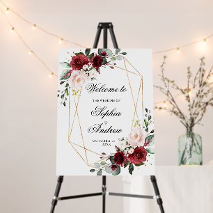 Blush Pink & Burgundy Floral Wedding Welcome Foam Board