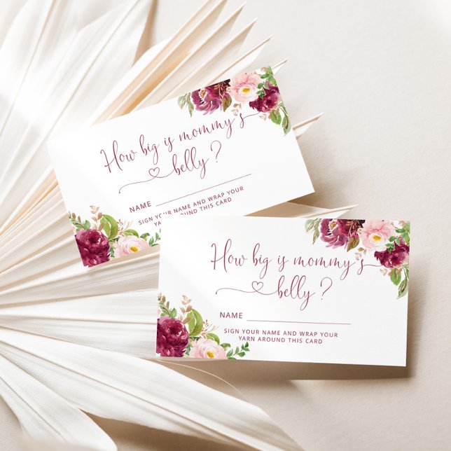 Blush pink burgundy how big is mommy's belly enclosure card (Creator Uploaded)