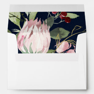BLUSH PINK BURGUNDY PEONY  PROTEA FLORAL ADDRESS ENVELOPE