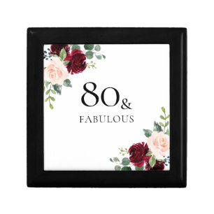 Blush Pink Burgundy Red 80th Birthday Gift Box