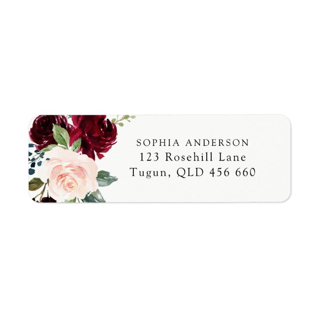 Blush Pink & Burgundy Red Return Address Label