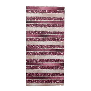 Blush Pink Burgundy Red Rose Glitter Stripes Cloth Napkin
