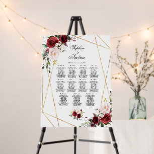 Blush Pink & Burgundy Seating Charts Foam Board