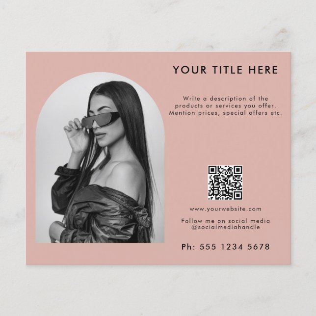 Blush Pink Business Beauty Hair Nail Makeup Salon Flyer (Front)