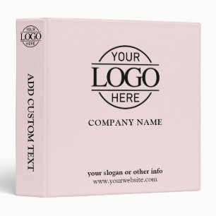 Blush Pink Business Corporate Records Custom Logo 3 Ring Binder