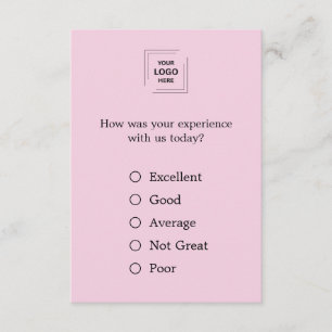 Blush Pink Business Feedback Rating Survey Card