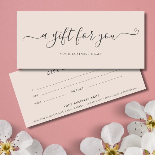 Blush Pink Business Gift Certificate Simple