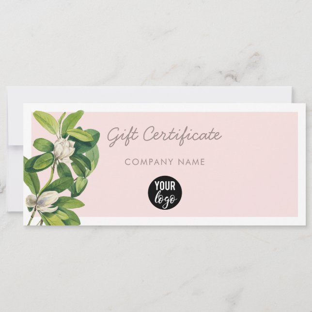 Blush Pink Business Logo Gift Certificate Voucher (Back)