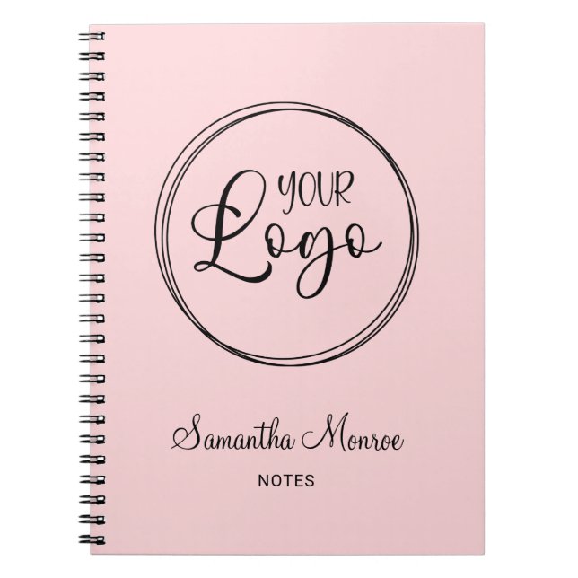 Blush Pink Business Logo Meeting Notebook (Front)
