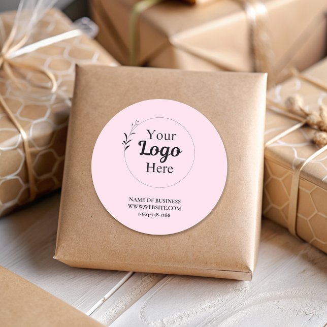Blush Pink Business Logo modern  Classic Round Sticker (Creator Uploaded)