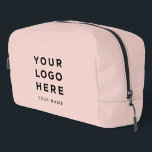 Blush Pink Business Logo Name Instagram Travel Dopp Kit<br><div class="desc">Custom Business Logo cute blush pink Name Company Promotional Instagram Travel Dopp kit featuring a simple and modern template with your business logo, photo or image and any personalized text. Add company name, social media, website, contact or any marketing info. The modern dopp kit is fully customizable with any color,...</div>
