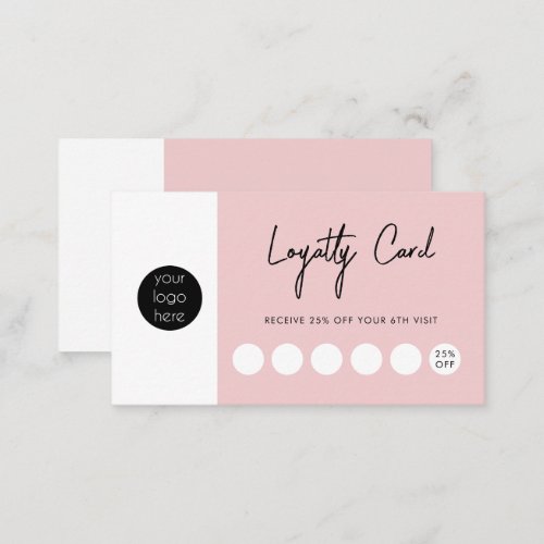 Blush Pink Business Logo QR Code Loyalty  Business Card