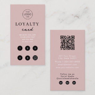 Blush Pink Business Logo QR Code Loyalty Simple Card