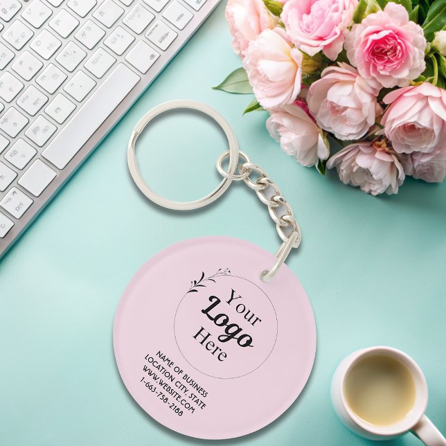 Blush Pink Business Logo qr code modern  Keychain (Creator Uploaded)