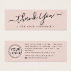 Blush pink business logo thank you insert card
