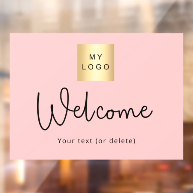 Blush pink business logo welcome window window cling (Sheet 2)