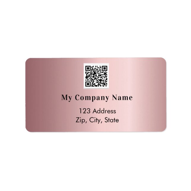 Blush pink business qr code return address label (Front)
