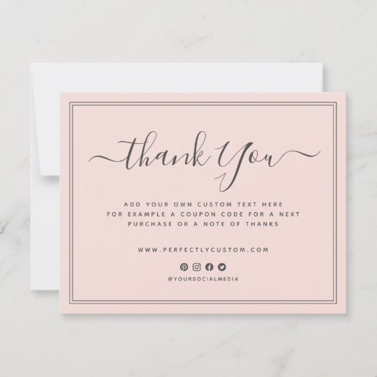 Blush pink business thank you note custom logo | Zazzle.com