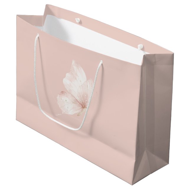 Blush Pink Butterflies Birthday Large Gift Bag (Front Angled)