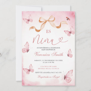 Blush Pink Butterflies Es Nina Baby Shower Invitation